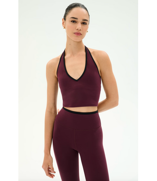 Splits59 Rory Airweight Halter Bralette- Dark Cherry/Black