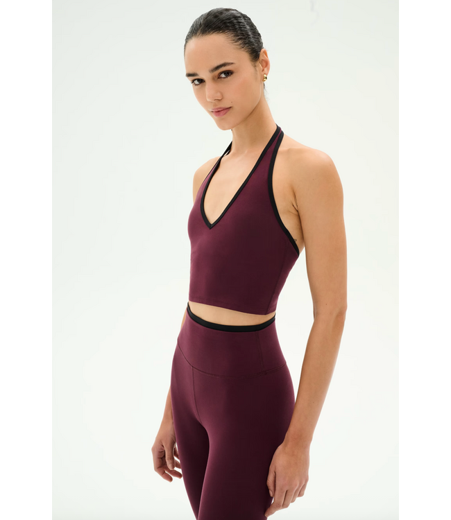 Rory Airweight Halter Bralette- Dark Cherry/Black