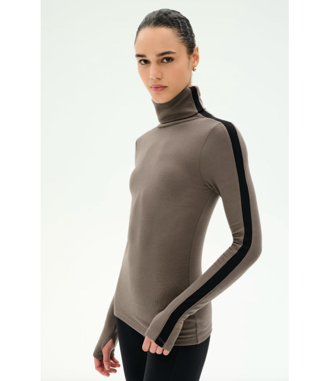 Jackson Rib Full Length Turtleneck- Lentil/Black