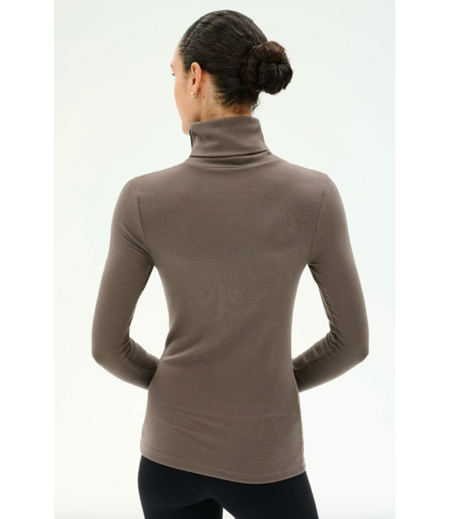Jackson Rib Full Length Turtleneck- Lentil/Black