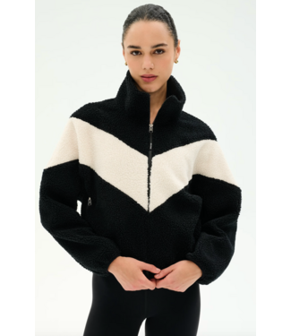 Splits59 Lottie Chevron Sherpa Full Zip Jacket- Black/Creme