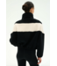 Lottie Chevron Sherpa Full Zip Jacket- Black/Creme