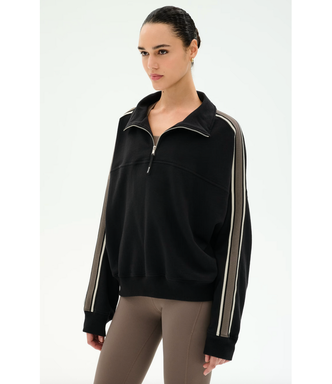 Goldie French Terry Oversized Half Zip- Black/Lentil