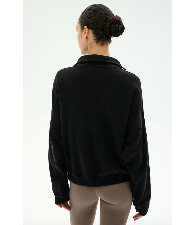 Goldie French Terry Oversized Half Zip- Black/Lentil