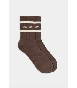 Splits59 Logo Stripe Quarter Socks- Lentil/Creme