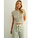 Button Up Knitted Short Sleeve- Sage Mist