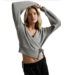 Rest Day Waffle Wrap Pullover- Heather Gray