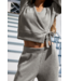 Rest Day Waffle Wrap Pullover- Heather Gray