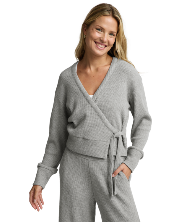 Rest Day Waffle Wrap Pullover- Heather Gray