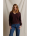 Zuri Reverse Fleece V Neck- Cherry Lacquer
