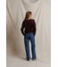Zuri Reverse Fleece V Neck- Cherry Lacquer