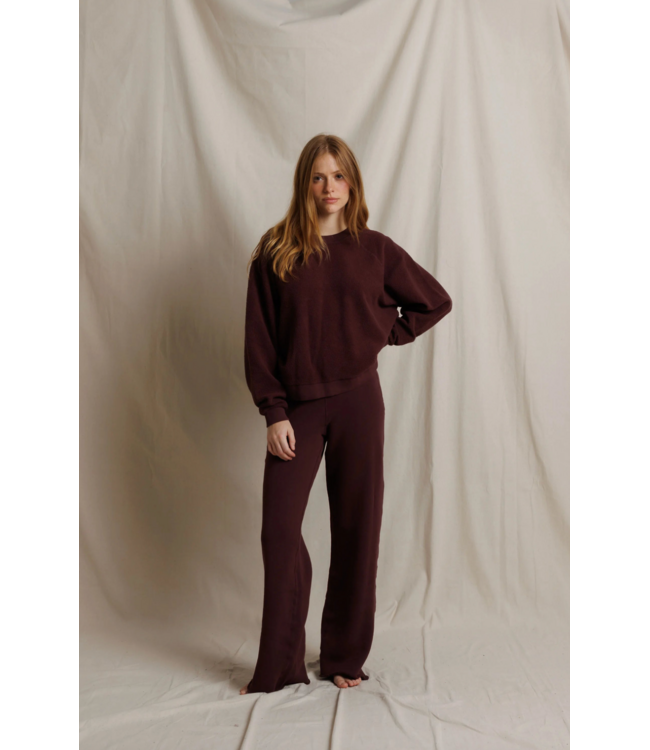 Marley Fleece Wide Leg Sweatpant- Cherry Lacquer