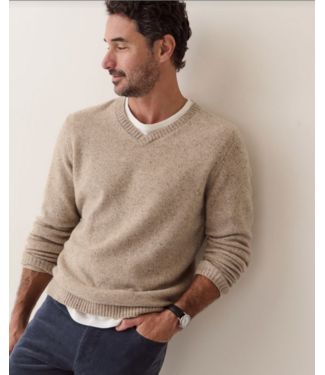 Marine Layer Merino V- Neck Sweater- Ryewater