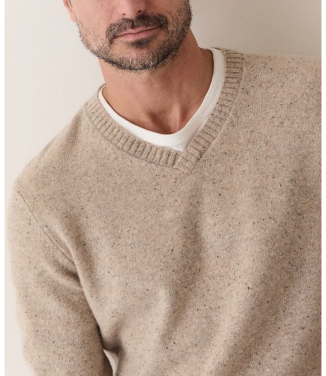 Merino V- Neck Sweater- Ryewater