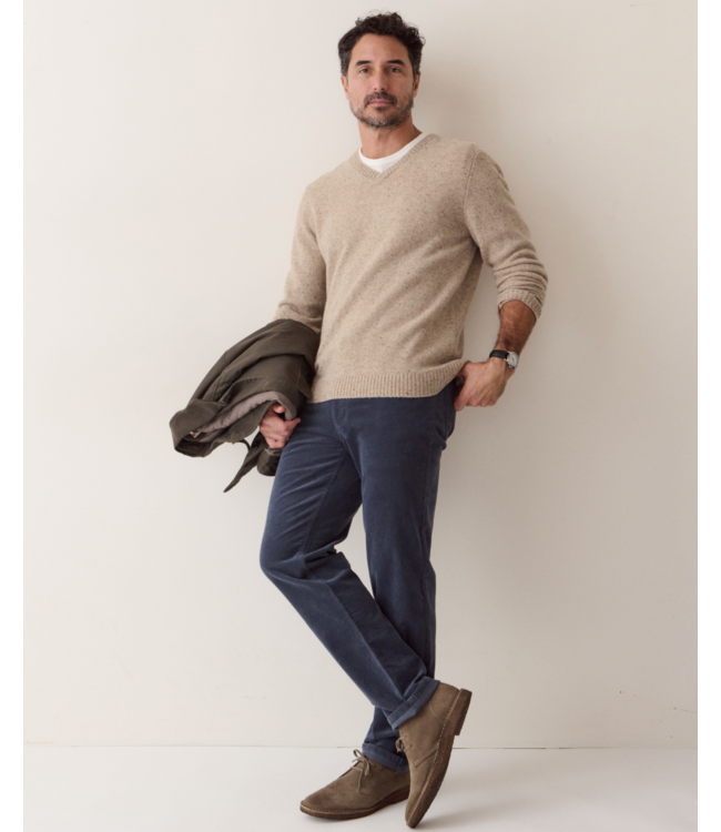 Merino V- Neck Sweater- Ryewater