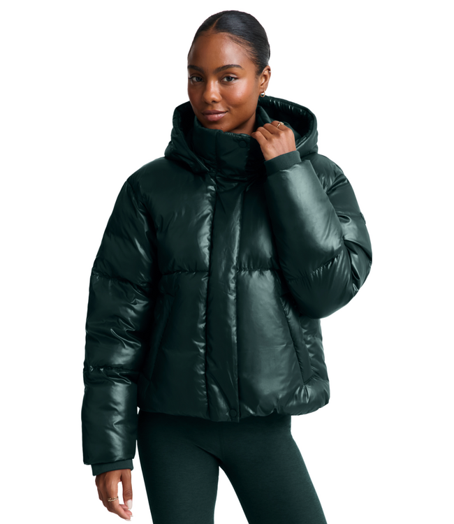 Up For It Puff Shine Jacket- Dark Ivy