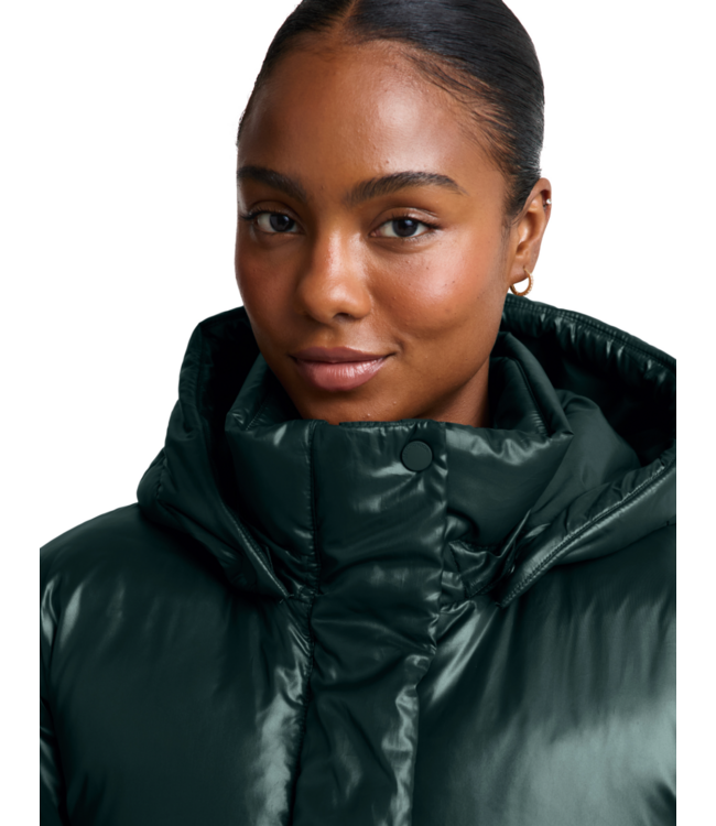 Up For It Puff Shine Jacket- Dark Ivy