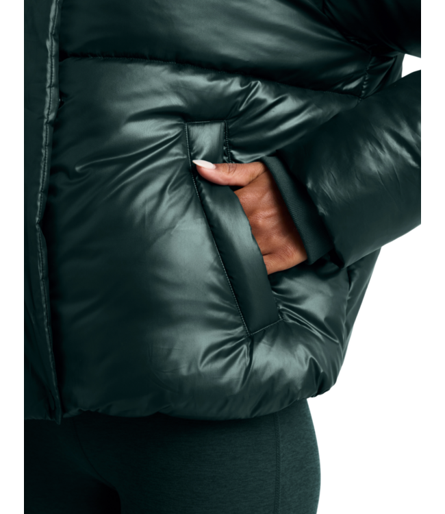 Up For It Puff Shine Jacket- Dark Ivy