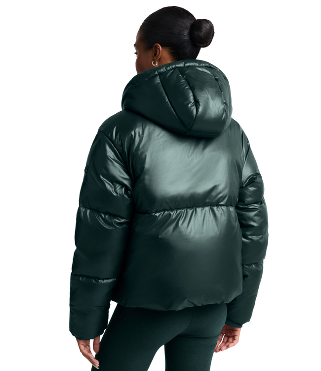 Up For It Puff Shine Jacket- Dark Ivy
