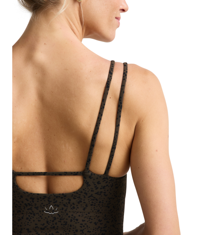 Printed Glowzone Strappy Cropped Tank- Speckle Dot Multi