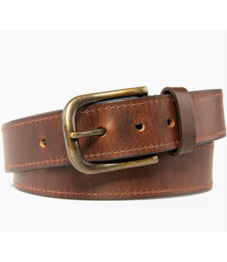 Men's Genuine Leather Belt- Brown/Gold