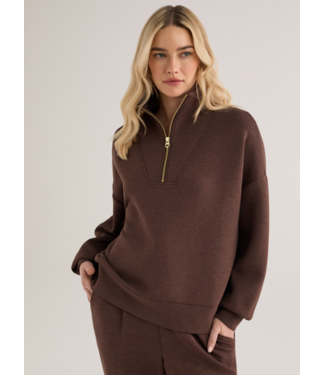 Varley Hawley Half Zip Sweat- Coffee Bean Marl