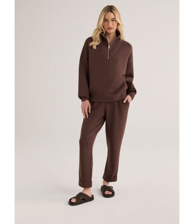 Hawley Half Zip Sweat- Coffee Bean Marl