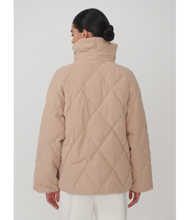 Evren Short Quilted Coat- Light Taupe