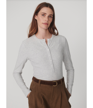 Varley Kesia Long Sleeve Henley- Light Grey Marl
