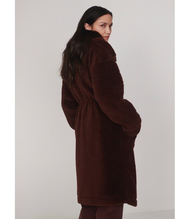 Bennet Long Sherpa Coat- Dark Chestnut