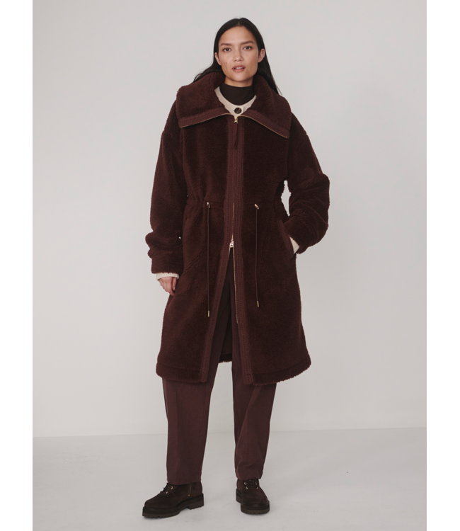 Bennet Long Sherpa Coat- Dark Chestnut
