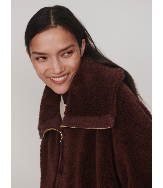 Bennet Long Sherpa Coat- Dark Chestnut