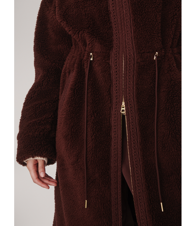 Bennet Long Sherpa Coat- Dark Chestnut