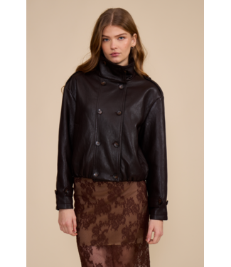 Lucy Paris Corina Funnel Neck Jacket- Brown