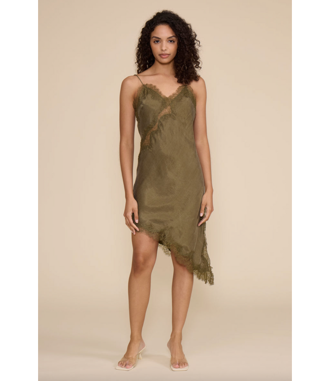 Maude Insert Lace Dress- Olive