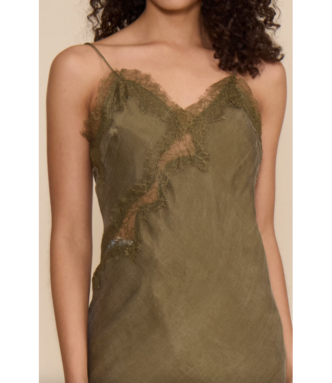 Maude Insert Lace Dress- Olive