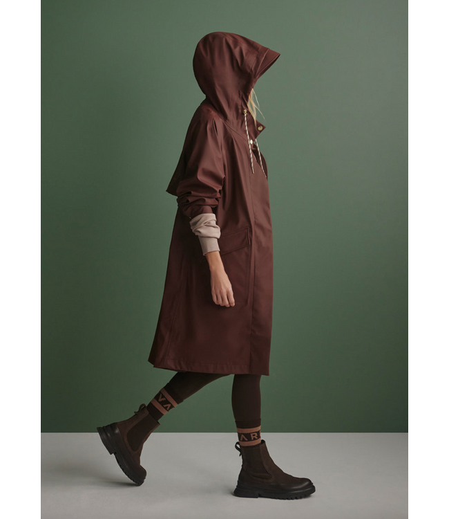 Tovera Long Rain Jacket- Deep Mahogany