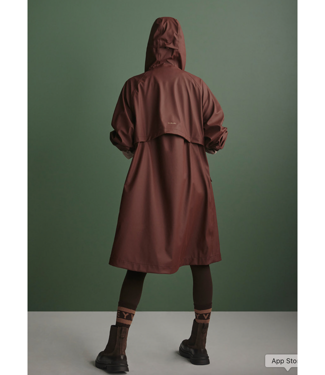 Tovera Long Rain Jacket- Deep Mahogany
