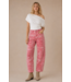 Bandana Print Washed Barrel Denim Pants- Vintage Red