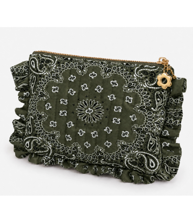 Bandana Ruffle Pouch- Olive
