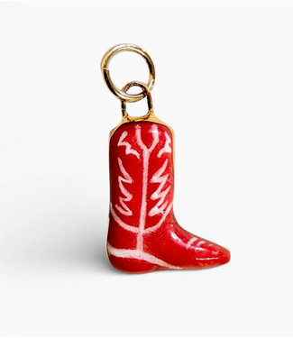 Cowboy Boot Charm- Red/Gold