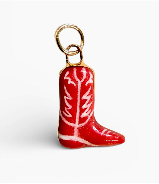 Cowboy Boot Charm- Red/Gold