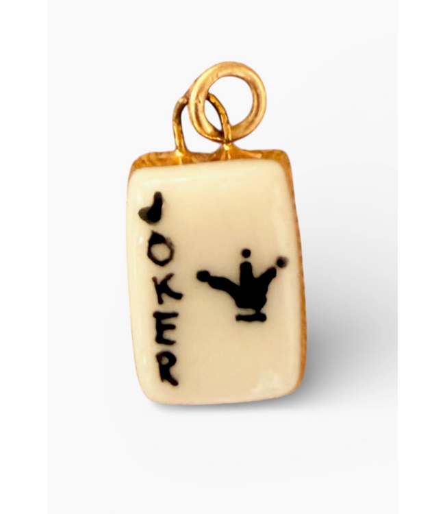Joker Playing Card Charm- Gold