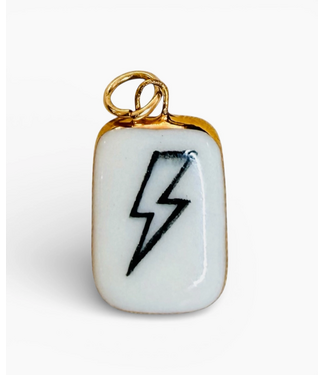 Lightning Bolt Outline Charm- Gold