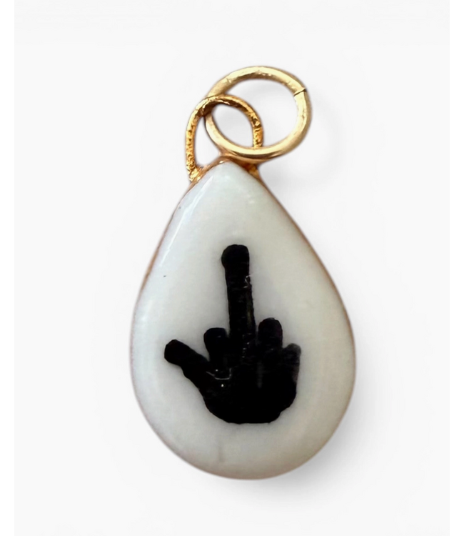 Middle Finger Teardrop Charm - Gold