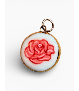 Pink Rose Charm- Gold