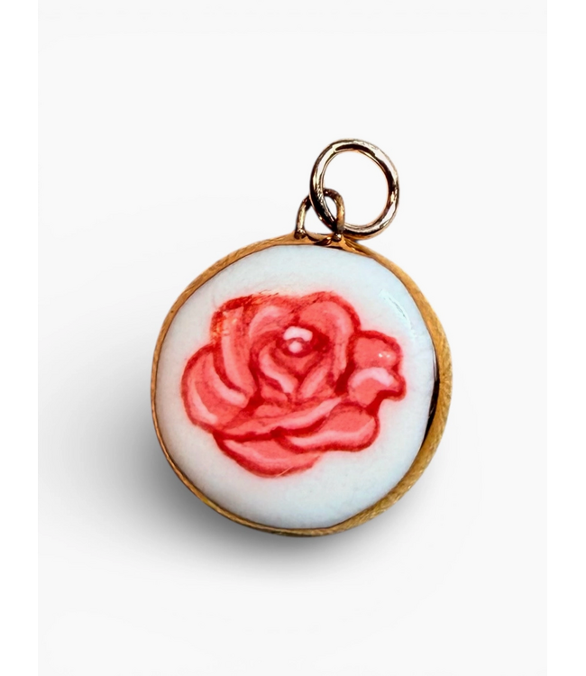 Pink Rose Charm- Gold