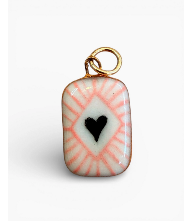 Shining Heart Diamond Charm- Light Pink/White