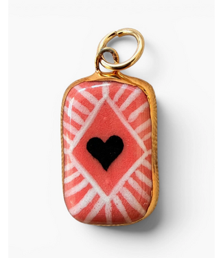 Shining Heart Diamond Charm- Hot Pink/Gold