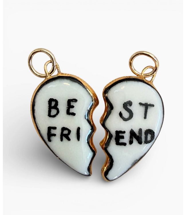 “Best Friend” Broken Heart Charms- Gold